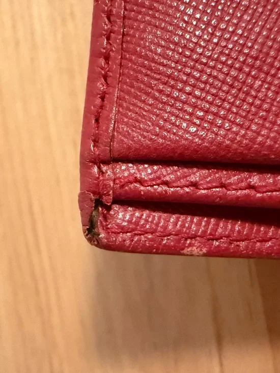 Prada Red Saffiano Leather Compact Wallet Card Holder with Gold Logo with Box - Picture 10 of 16